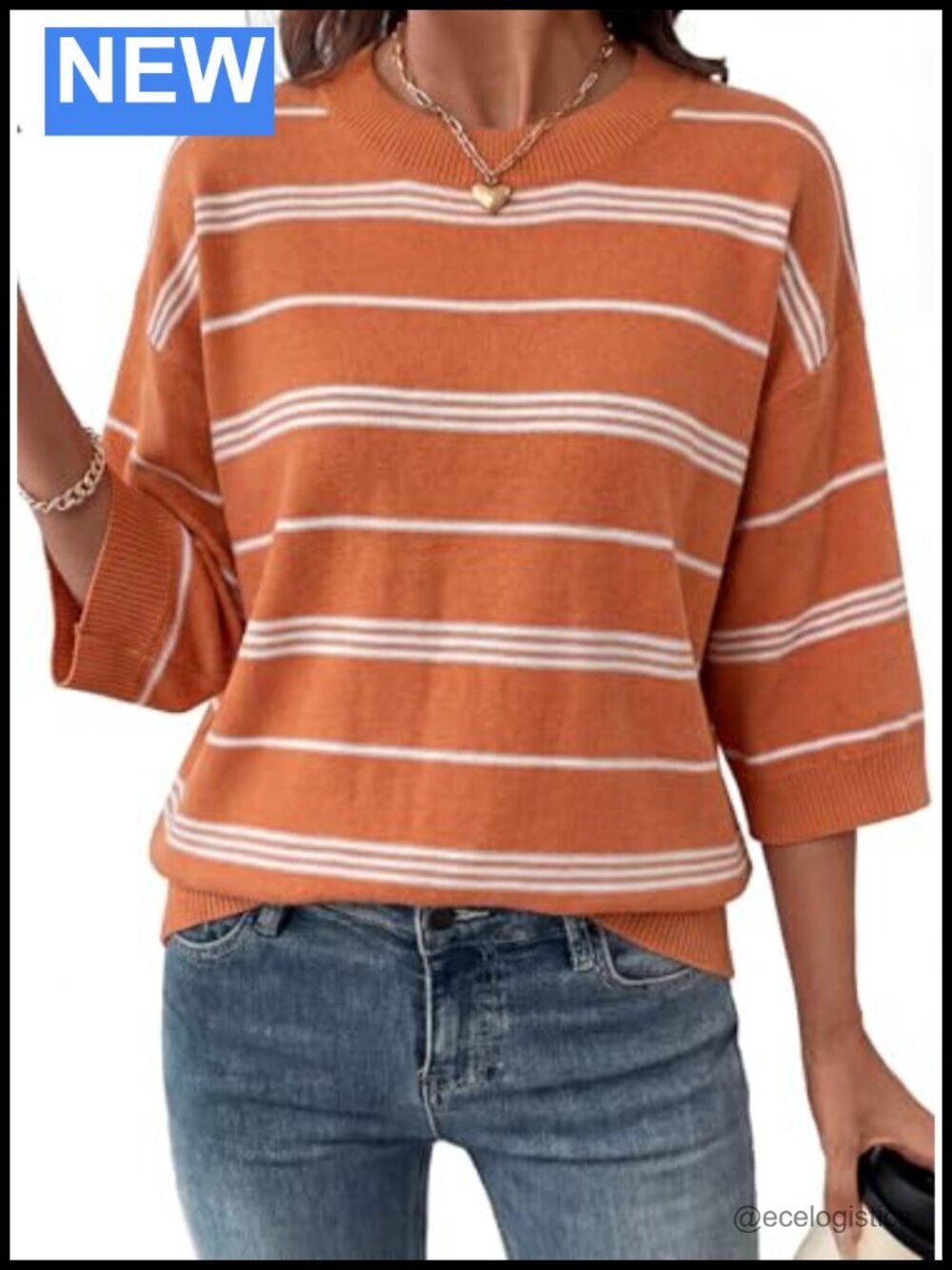 Lightweight Knit Oversized Sweater with Striped Color Block